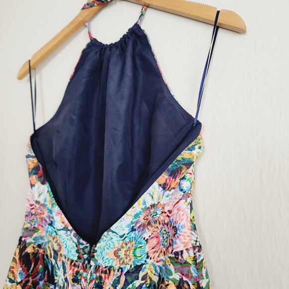 NWT Keepsake The Label Like Rain Halter Sleeveless Watercolor Dress Wildfire - Picture 8 of 10